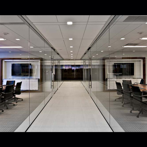 Glass conference-room corridor at Cassidy Turley
