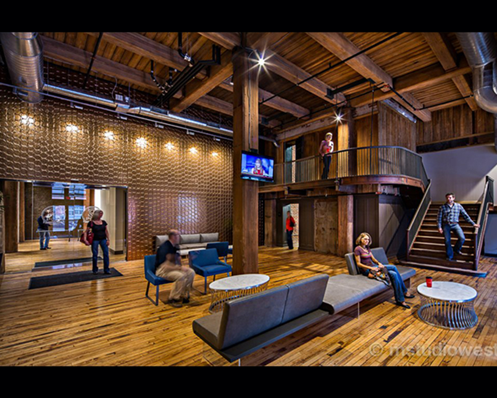 Completed two-level historic interior at Cupples 9