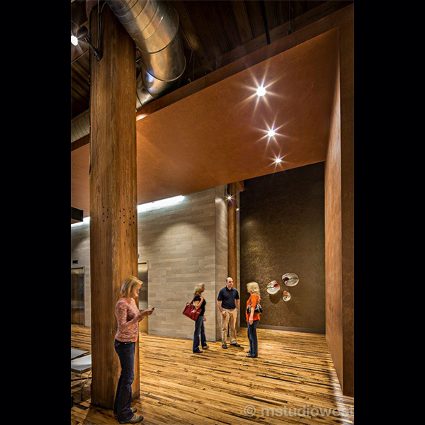 Architectural lighting around historic columns at Cupples 9