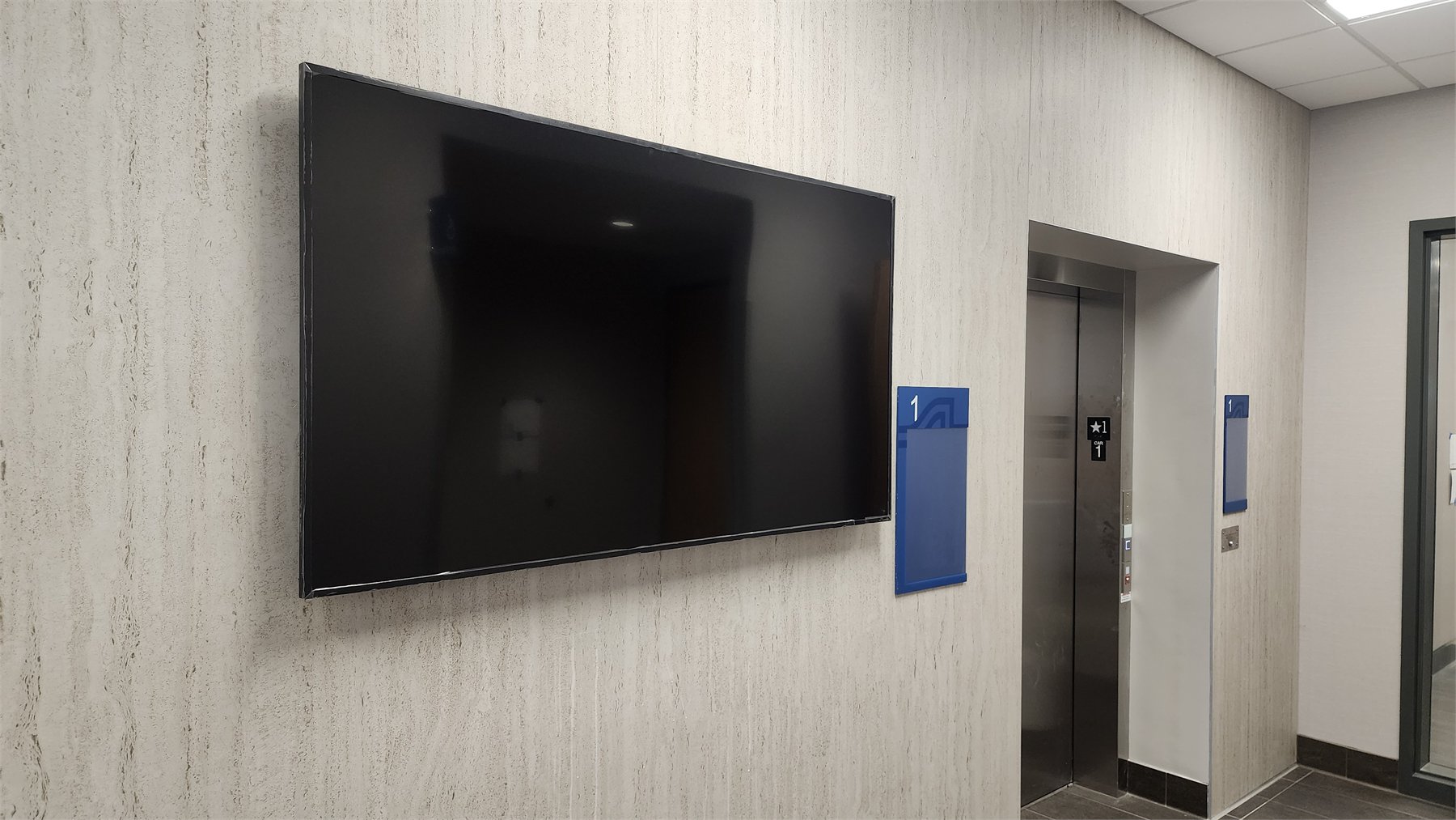 Completed elevator lobby at STLCC Flo Valley