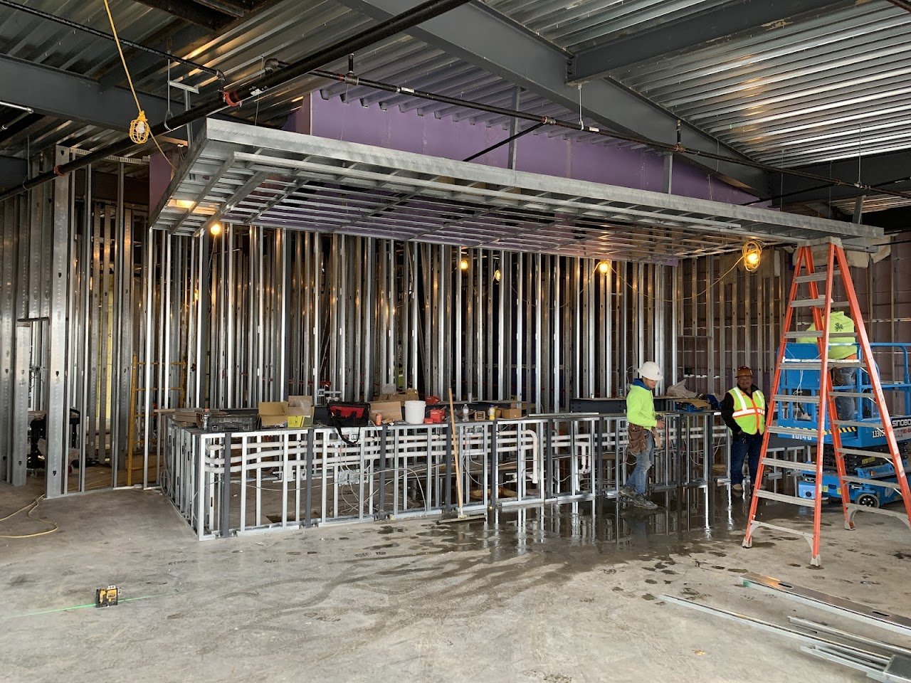 Electrical rough-in around the Top Golf Midtown bar