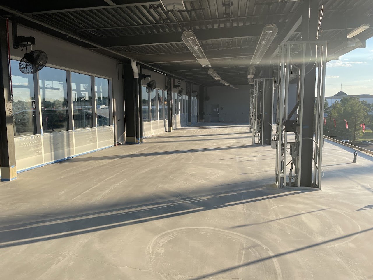 Upper tee-line construction at Top Golf Midtown